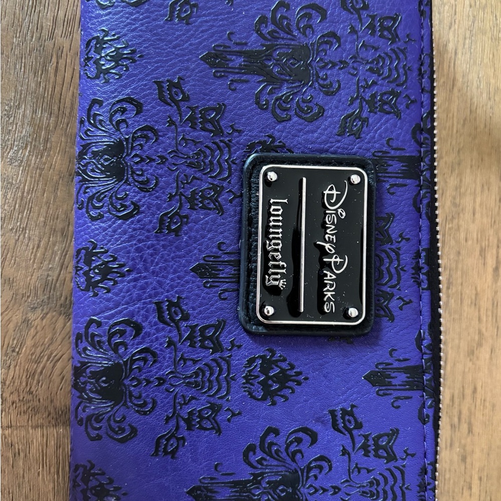 Loungefly Purple Wallet with Black Villain Damask Design